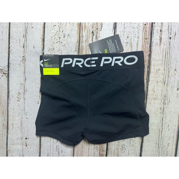 NIKE PRO WOMENS 3" TIGHT FIT SHORT 365 BLACK WHITE LOGO NWT - Picture 8 of 9